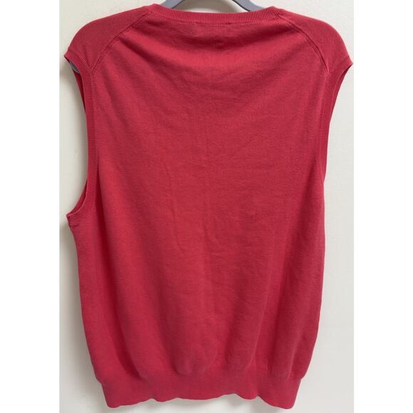 Polo Ralph Lauren Mens L Sweater Vest Pink Pima Cotton V Neck Pullover Knit - Picture 2 of 4